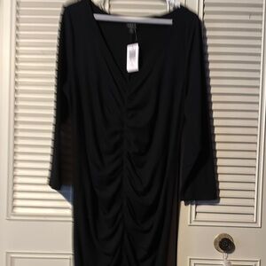 Torrid Black Ruched Sheath Dress with 3/4 Dolman Sleeves for Cocktail